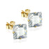 3 Pairs 14K Gold Plated Square Cubic Zirconia Solitaire Men Women Stud Earrings