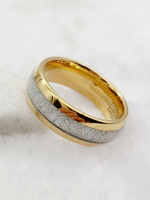 Men's 8mm Titanium Meteorite Inlay Comfort-Fit Polished Engagement Wedding Band