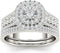 Solitaire Double Halo 14K White Gold Plated Cubic Zirconia Engagement Ring