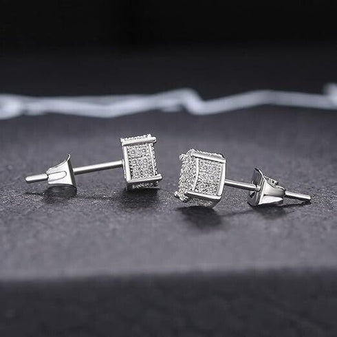 2Pair Exquisite Micro Pave 14K Gold Plated Cubic Zirconia Men Women Stud Earring