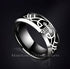 Men's 8mm Tungsten Black Etched Cross Tribal Pattern Comfort-Fit Wedding Band