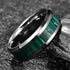 Men 8mm Tungsten Beveled Edge Comfort-Fit Fabricated Malachite Inlay Wedding Band