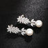 Luxury Pearl Pendant 18K White Gold-Plated Zirconia Bridal Dangle Earrings