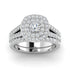 Solitaire Double Halo 14K White Gold Plated Cubic Zirconia Engagement Ring
