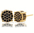 Micro Pave 18K Gold Plated Black Cubic Zirconia Men Women Cluster Stud Earrings
