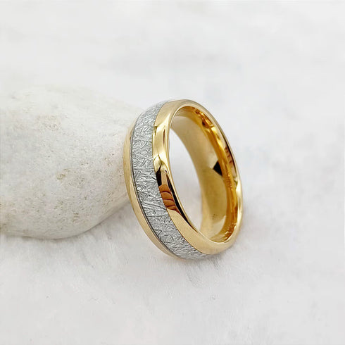 Men's 8mm Titanium Meteorite Inlay Comfort-Fit Polished Engagement Wedding Band