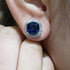 14K White Gold Plated Cushion Cut Square Blue Cubic Zirconia Men Women Earrings