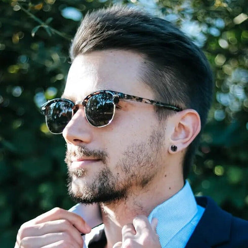 2 Pairs Titanium Steel Black Square CZ & Round CZ Stud Earrings For Men Women