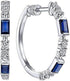 14K White Gold Plated Unique Blue Baguette Cubic Zirconia Men Women Hoop Earring