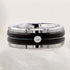 Brushed Black Silver Groove CZ Comfort-Fit 8mm Tungsten Wedding Band