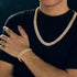 2-Pc Men FULLY ICED Thick 14K Gold Plated CZ Miami Cuban Link Necklace+Bracelet
