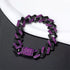 2Pc FULLY ICED Bling Rhodium Plated Purple Black CZ Cuban Link Necklace+Bracelet