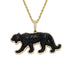 Iced Out 14K Gold Plated Cubic Zirconia Black Jaguar Panther Pendant Necklace