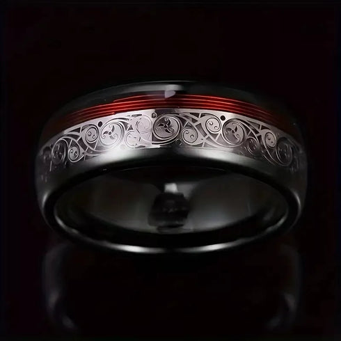 Men's Women's 8mm Tungsten Guitar String Spiral Pattern Comfort-Fit Wedding Band