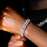 2Pc FULLY ICED 14K White Gold Plated CZ Miami Cuban Link Chain Necklace & Bracelet