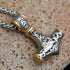 Nordic Viking Wolf Head Thor's Hammer Men Women Mjolnir Necklace & Bracelet Set