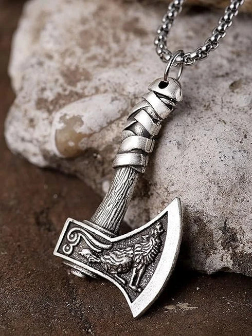 Norse Runes Viking Thor Hammer/Wolf Axe/Wing Cross Sword Amulet Pendant Necklace