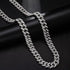 2Pc FULLY ICED 14K White Gold Plated CZ Miami Cuban Link Chain Necklace & Bracelet