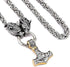 Titanium Norse Viking Twin Wolf Thor Hammer Pendant Necklace