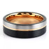 Men 8mm Tungsten Black Silver WRose Gold Grooved Line Comfort-Fit Wedding Band