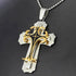 Titanium Creative Multi-Layer Gold Silver Cross/CZ Owl Pendant Necklace