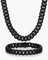 2 Pcs Men Women FULLY ICED Black Rhodium Plated Cubic Zirconia Necklace & Bracelet