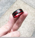 Men's 8mm Tungsten Brushed Black W/Red Grooved Center Comfort Fit Wedding Band