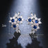 Luxury Cubic Zirconia Blue Sapphire 14K White Gold Plated Earrings for Women