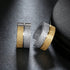 2 Tone Titanium Frosted Wide Gold Silver Hypoallergenic Men Women Hoop Earrings