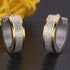 2Tone Titanium Frosted Gold Silver Hypoallergenic Men Women Huggie Hoop Earrings