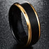 Men's 8mm Tungsten Comfort-Fit Black & 18K Gold Trim Engagement Wedding Band