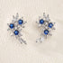 Luxury Cubic Zirconia Blue Sapphire 14K White Gold Plated Earrings for Women