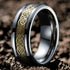 Men's 8mm Beveled Edge Comfort-Fit Yellow Celtic Dragon Tungsten Wedding Band