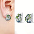 Elegant Enamel Leaf Design Gold Plated Cubic Zirconia Statement Women Earrings