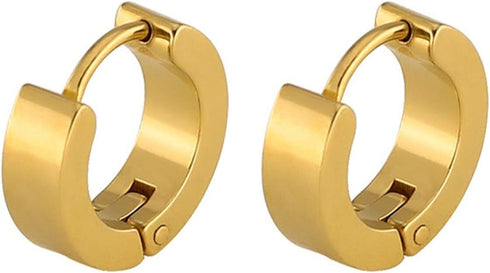 2pcs Titanium Steel Classic Hypoallergenic Men & Women Huggie Hoop Earrings