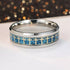 Steel Beveled Edges Blue Cross Pattern Comfort-Fit 8mm Titanium Wedding Band