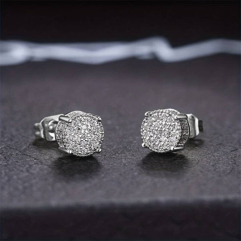 2Pair Exquisite Micro Pave 14K Gold Plated Cubic Zirconia Men Women Stud Earring