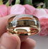 Men 8mm Tungsten Rose Gold Cupid's Arrow Koa Wood Inlay Comfort-Fit Wedding Band