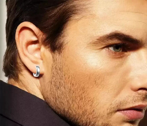 2pcs Titanium Steel Classic Hypoallergenic Men & Women Huggie Hoop Earrings