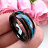 Men's 8mm Tungsten Carbide Crushed Turquoise Koa Wood Comfort-Fit Wedding Band
