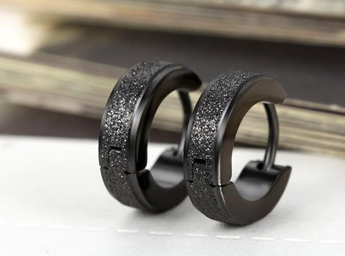 316L Surgical Steel Classic Frosted Men Women Hypoallergenic Huggie Hoop Earring