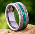 Men's 8mm Titanium Malachite & Meteorite Inlay Comfort-Fit Wedding Band