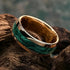 Men's 8mm Titanium Gold Fabricated Malachite Inlay Comfort-Fit Wedding Band