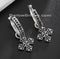 Paved 14K White Gold Plated Black Cubic Zirconia Men Women Cross Dangle Earrings