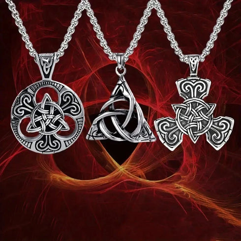 Norse Rune Viking Titanium Celtic Triquetra Trinity Knot Amulet Pendant Necklace