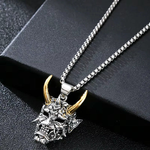 Vintage Cross Skull/Ghost 316L Stainless Steel Carved Halloween Pendant Necklace