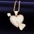 Iced Out Arrow Heart Bling 18K Gold Plated Cubic Zirconia Pendant Necklace