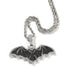 Iced Out Paved 14K White Gold Plated Cubic Zirconia Black Bat Pendant Necklace