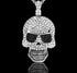 Iced Out 14K White Gold Plated Cubic Zirconia Sugar Skull Head Pendant Necklace