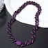 2Pc FULLY ICED Bling Rhodium Plated Purple Black CZ Cuban Link Necklace+Bracelet